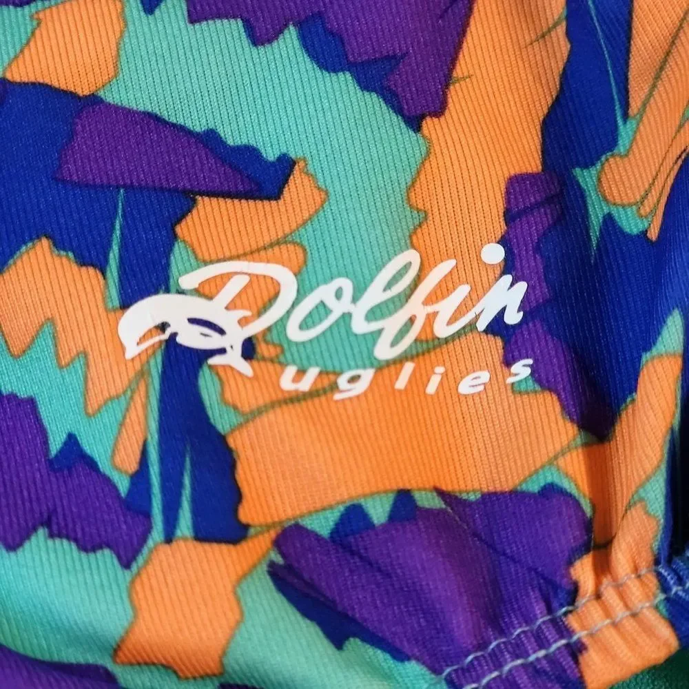 Dolphin Uglies V-2 Back One Piece Swimsuit Women Small Orange Teal Purple‎